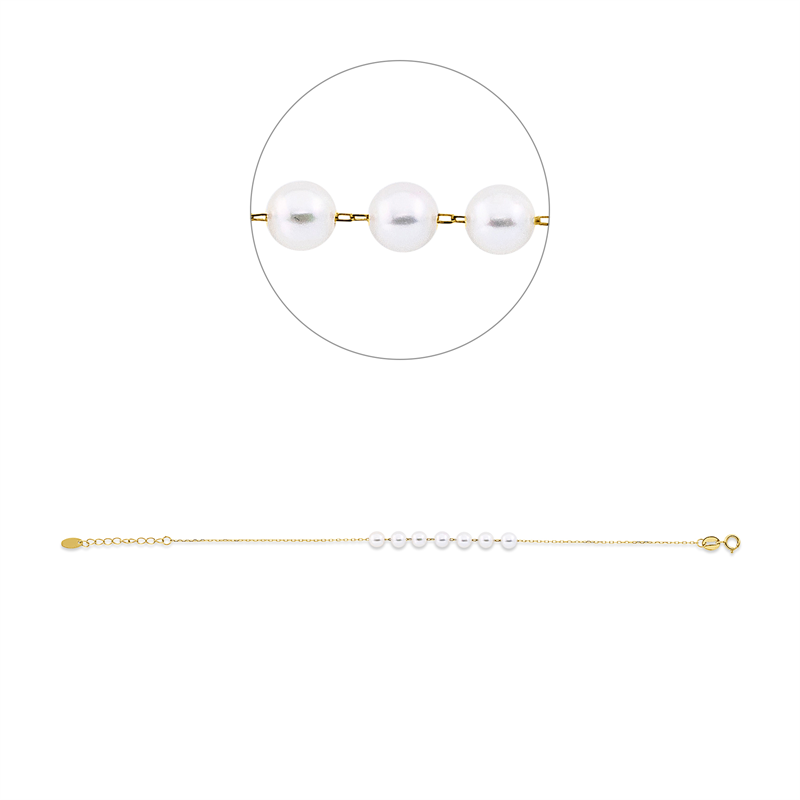 Image 90009476 - Armband 18 kt GG, mit ZÖ 16 cm, 7 SW weiß 4,5 mm, B:4,5 mm, L:18,5 cm, S:4,5 ...