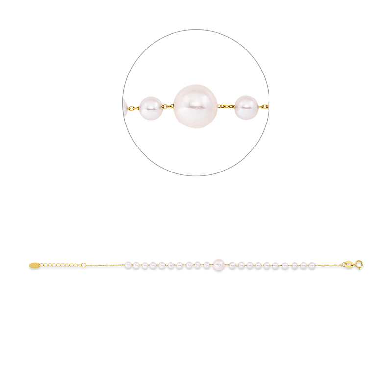 Image 90009477 - Armband 18 kt GG, mit ZÖ 16 cm, 1 SW weiß 6,6 mm, 20 SW weiß 3,5 mm, B:6,6 mm, L:18,5 ...