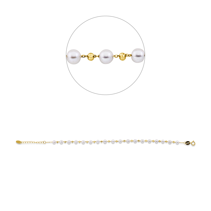 Image 90010856 - Armband 14 kt GG, mit ZÖ 16 cm, 18 SW weiß 3,5 mm, B:3,6 mm, L:18,5 cm, S:3,6 ...