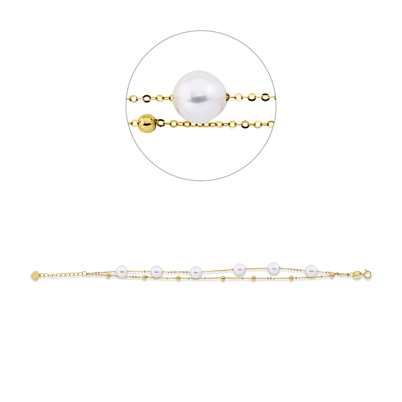 Image 90009478 - Armband 18 kt GG, mit ZÖ 16 cm, 6 SW weiß 6,5 mm, B:6,7 mm, L:18,5 cm, S:6,7 ...