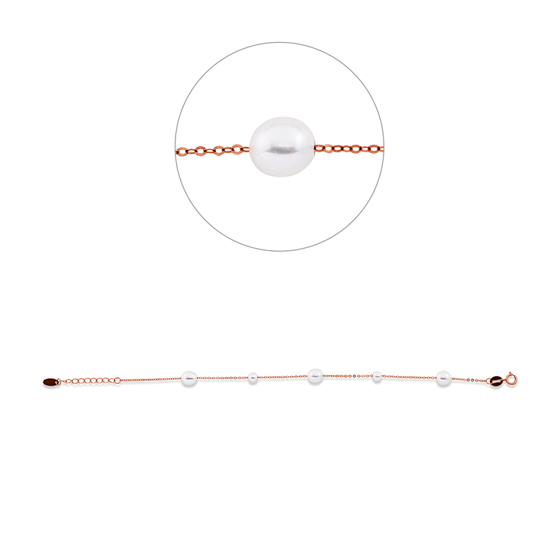 Image 90009479 - Armband 18 kt RG, mit ZÖ 16 cm, 3 SW weiß 5,5 mm, 2 SW weiß 3,5 mm, B:5,5 mm, L:18,5 ...