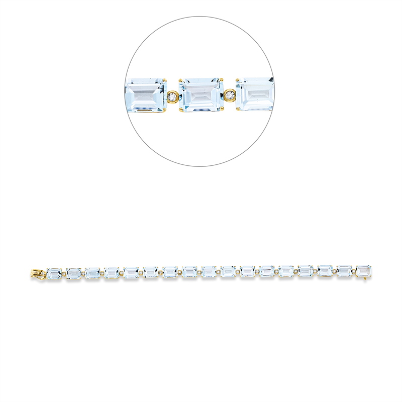 Image 90009481 - Armband 18 kt GG, 17 Brillanten 0,27 ct, TW-si, 17 Topase 30,20 ct sky blue, B:3,8 mm, ...
