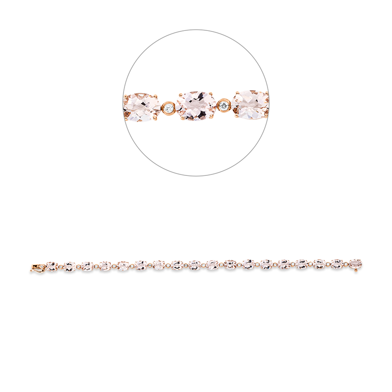 Image 90009482 - Armband 18 kt RG, 18 Brillanten 0,29 ct, TW-si, 18 Morganit 11,70 ct rosa, B:5,0 mm, ...