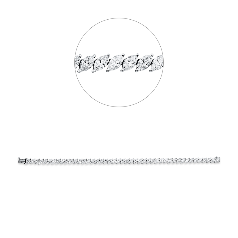 Image 90009487 - Armband 18 kt WG, 45 Navette 9,30 ct, F-si, B:5,0 mm, L:17,5 cm, S:3,1 ...
