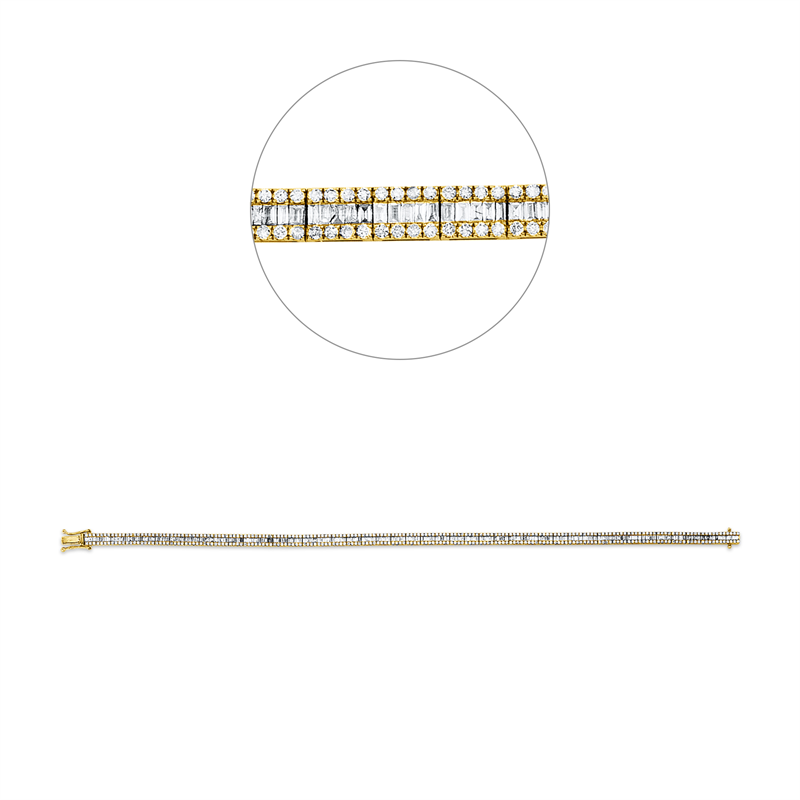 Image 90010870 - Armband 18 kt GG WG, 225 Baguette 0,93 ct, F-si, 356 Brillanten 0,97 ct, F-si, B:3,2 mm, ...