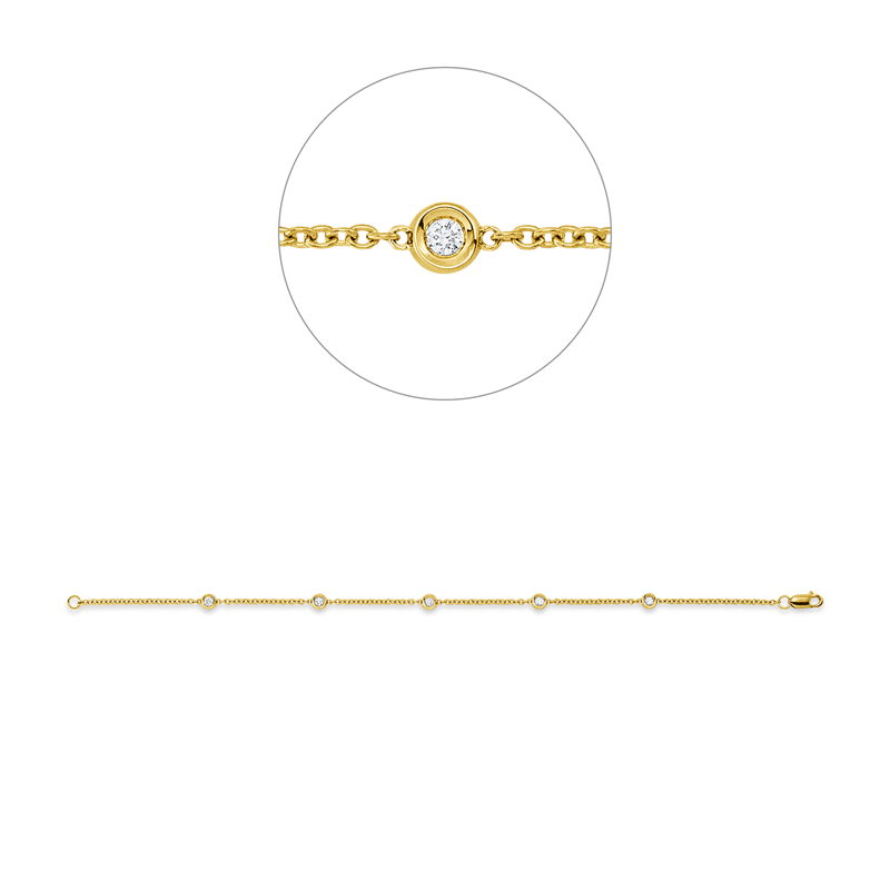 Image 90009506 - Armband 18 kt GG, 2 Brillanten 0,07 ct, TW-si, 3 Brillanten 0,09 ct, TW-si, B:3,8 mm, ...