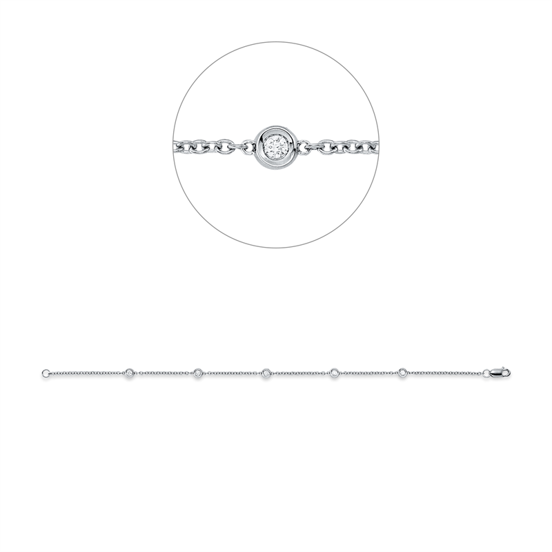 Image 90010874 - Armband 18 kt WG, 2 Brillanten 0,07 ct, TW-si, 3 Brillanten 0,09 ct, TW-si, L:17,8 ...