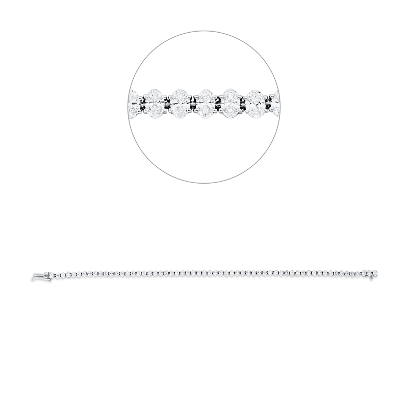 Image 90010888 - Armband 18 kt WG, 60 Oval 4,29 ct, F-vsi/si, B:3,4 mm, L:17,8 cm, S:2,5 ...