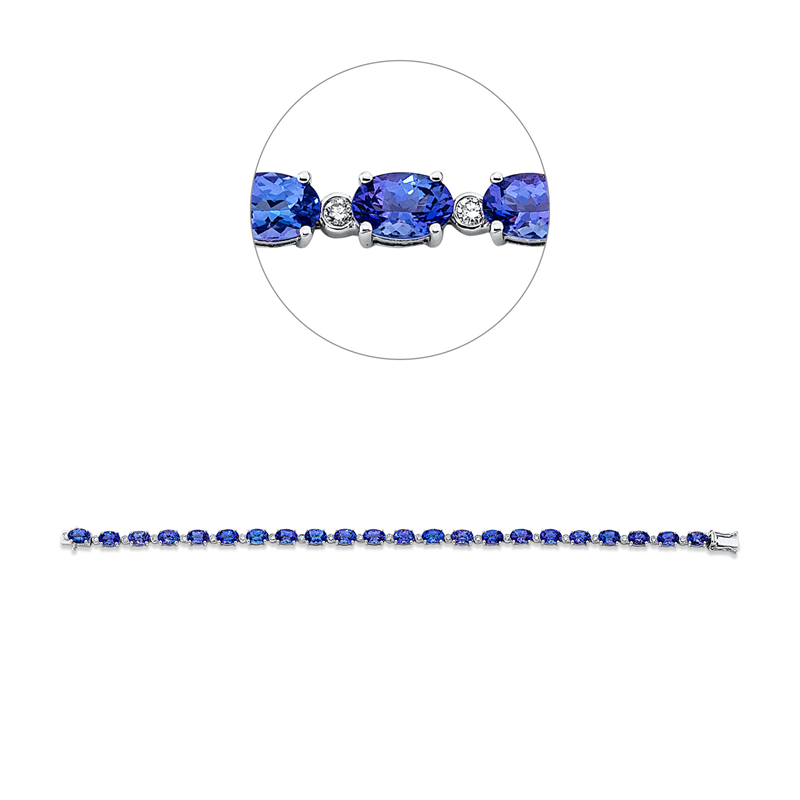 Image 90011185 - Armband 14 kt WG, 22 Brillanten 0,49 ct, TW-si, 22 Tansanit 10,71 ct blau, B:4,5 mm, ...