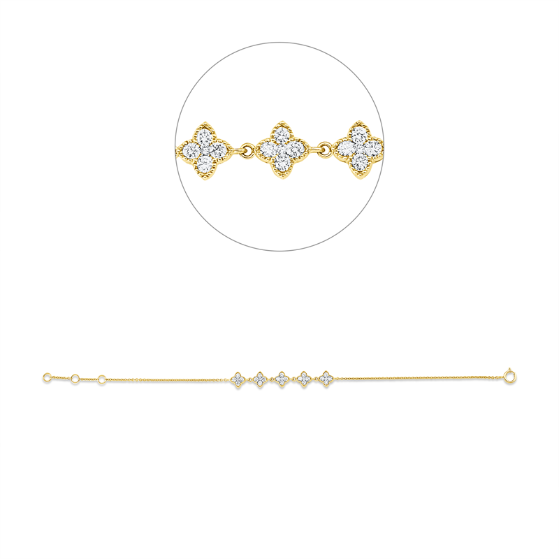 Image 90010892 - Armband 18 kt GG, mit ZÖ 15,5 cm 16,5 cm, 25 Brillanten 0,60 ct, W-si, B:6,3 mm, ...