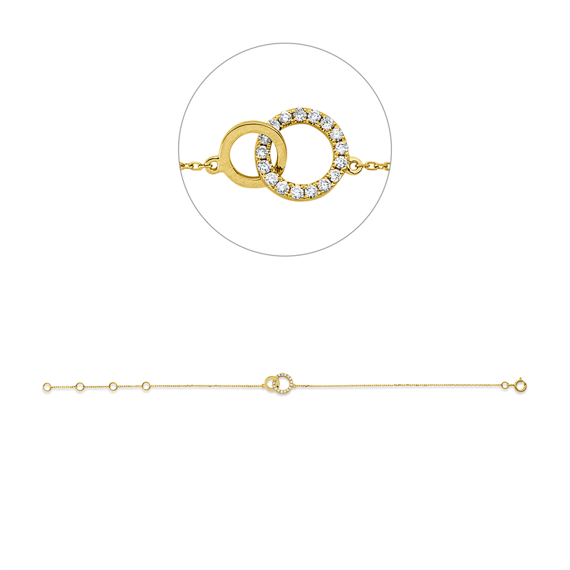 Image 90010896 - Armband 18 kt GG, 17 Brillanten 0,10 ct, W-si, L:18,0 cm =*=*= Unterkategorie: Modern ...