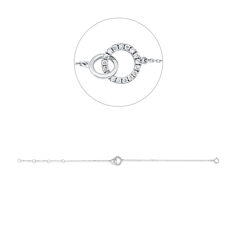 Image 90010897 - Armband 18 kt WG, 17 Brillanten 0,10 ct, W-si, L:18,0 cm =*=*= Unterkategorie: Modern ...