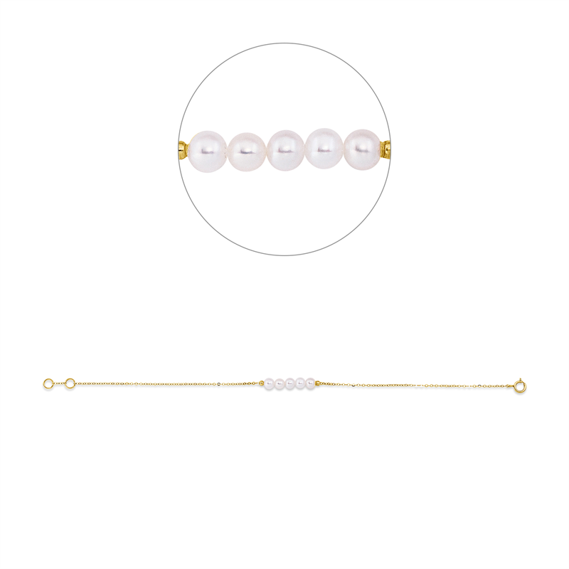 Image 90010900 - Armband 18 kt GG, mit ZÖ 18 cm, 5 ZP weiß 4 mm, L:19,0 cm =*=*= Unterkategorie: ...