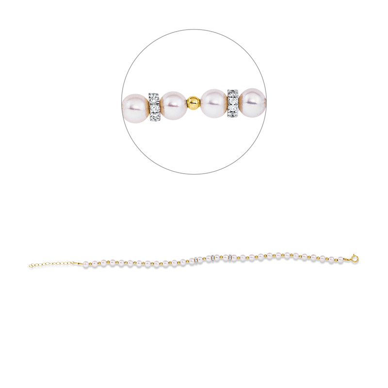 Image 90009318 - Armband 18 kt GG WG, mit ZÖ 18,0 cm, 30 Brillanten 0,18 ct, TW-si, 30 ZP weiß 4 mm, ...