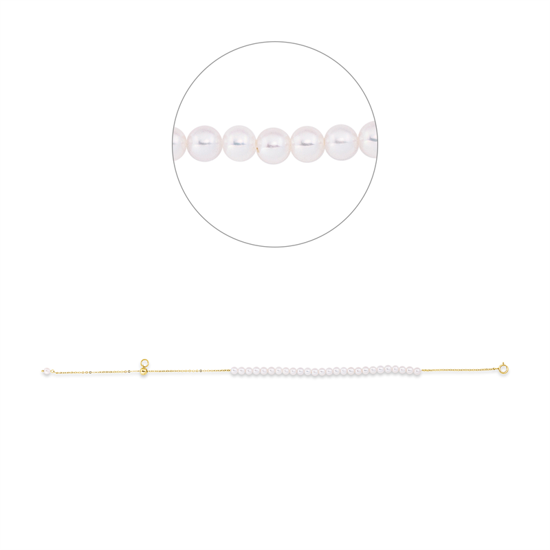 Image 90009320 - Armband 18 kt GG, mit ZÖ 18 cm, 27 ZP weiß 3,5 mm, L:23,0 cm =*=*= Unterkategorie: ...