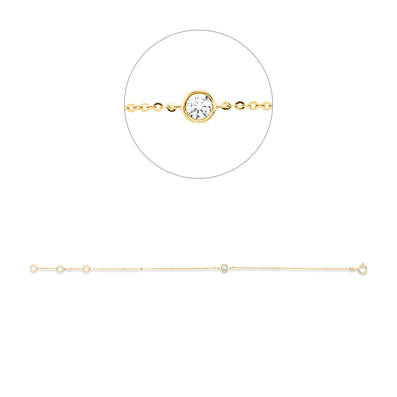 Image 90009322 - Armband 18 kt GG, 1 Brill. 0,10 ct, TW-pi, B:3,8 mm, L:16,5 cm, S:2,0 ...