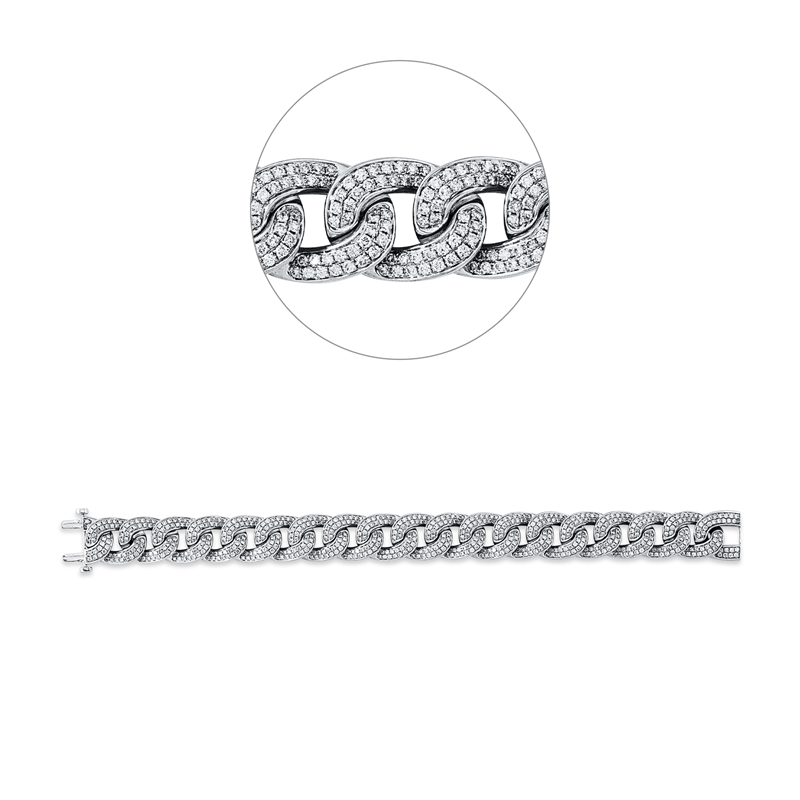Image 90009323 - Armband 18 kt WG, 688 Brillanten 8,75 ct, TW-pi, B:14,7 mm, L:20,3 cm, S:5,5 ...