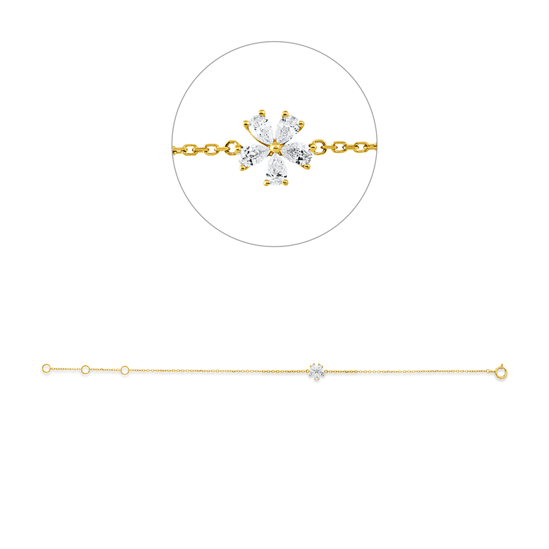 Image 90009324 - Armband 18 kt GG, mit ZÖ 15 cm 16,5 cm, 5 Tropfen 0,18 ct, TW-vsi, B:6,4 mm, L:17,8 ...