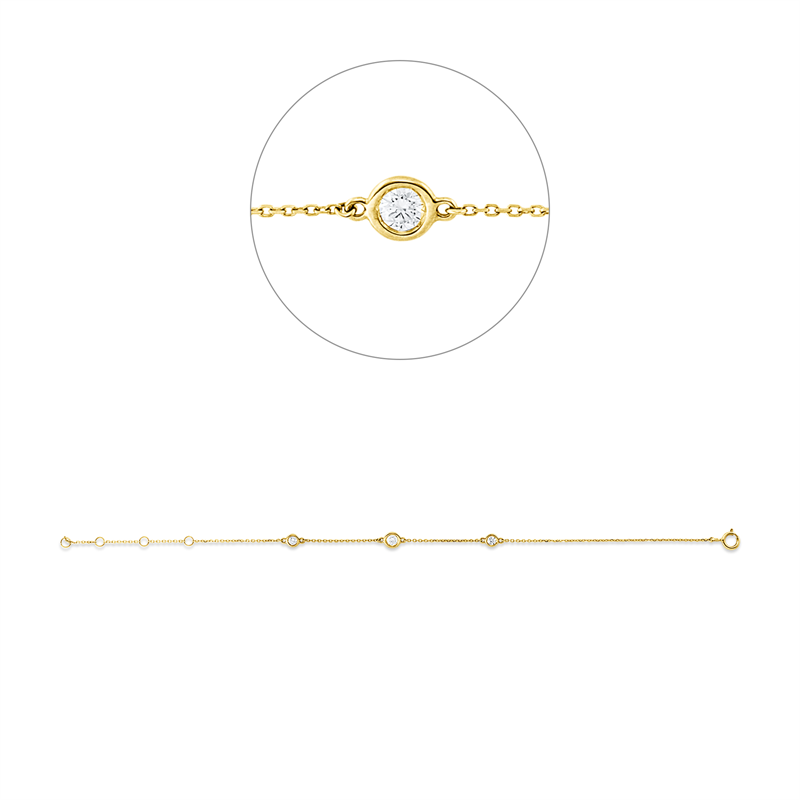 Image 90010913 - Armband Zarge 18 kt GG, mit ZÖ 14,5 15,5 17 cm, 3 Brillanten 0,21 ct, TW-si, H:4,0 mm, ...