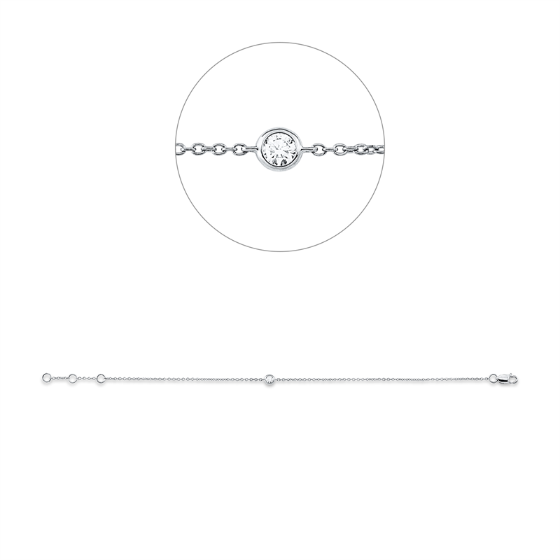 Image 90009332 - Armband 18 kt WG, mit ZÖ 16cm ,17 cm, 1 Brill. 0,09 ct, TW-si, H:3,9 mm, B:1,8 mm, ...