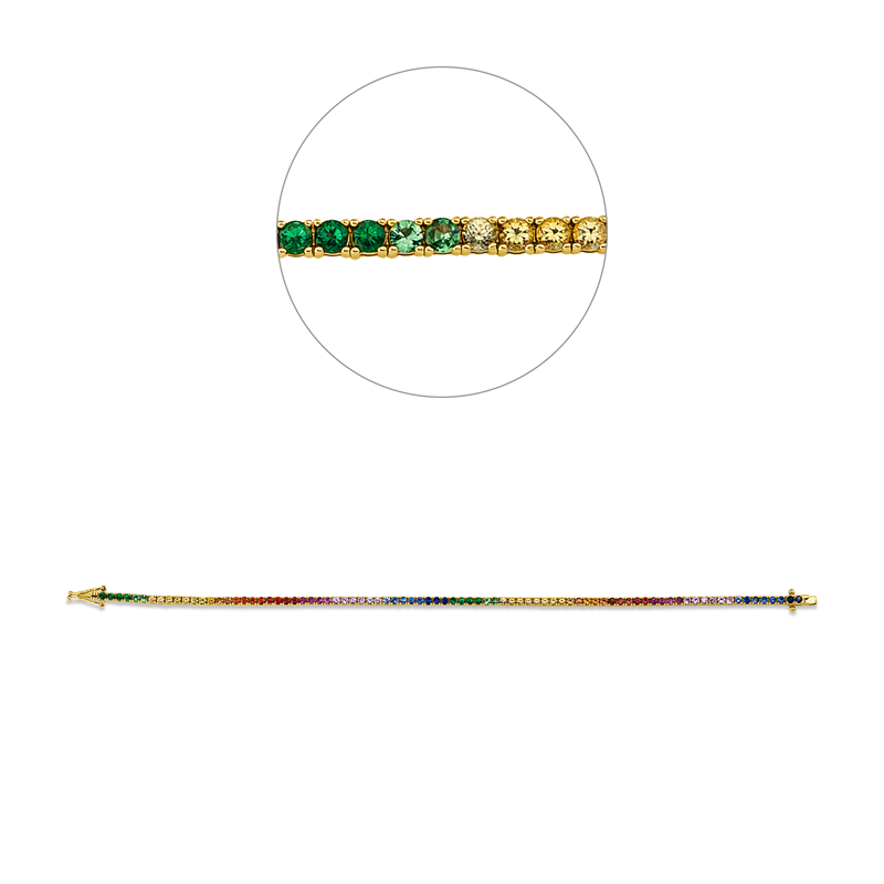 Image 90009333 - Armband 18 kt GG, 84 Saphire 3,23 ct fancy, B:1,9 mm, L:17,5 cm, S:1,9 ...
