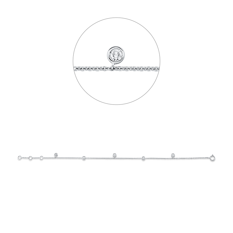 Image 90009334 - Armband Zarge 18 kt WG, mit ZÖ 15,5 cm 16,5 cm, 5 Brillanten 0,27 ct, W-si, B:4,6 mm, ...