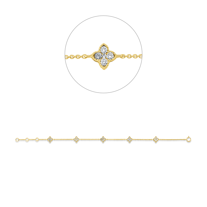 Image 90010918 - Armband 18 kt GG, mit ZÖ 15,5 cm 16,5 cm, 25 Brillanten 0,60 ct, W-si, B:6,0 mm, ...