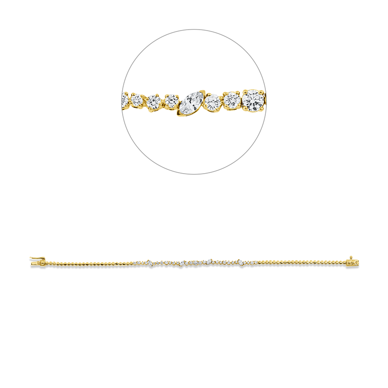Image 90009336 - Armband 18 kt GG, 14 Brillanten 0,40 ct, TW-si, 1 Brill. 0,08 ct, TW-si, 4 Navette 0,29 ...