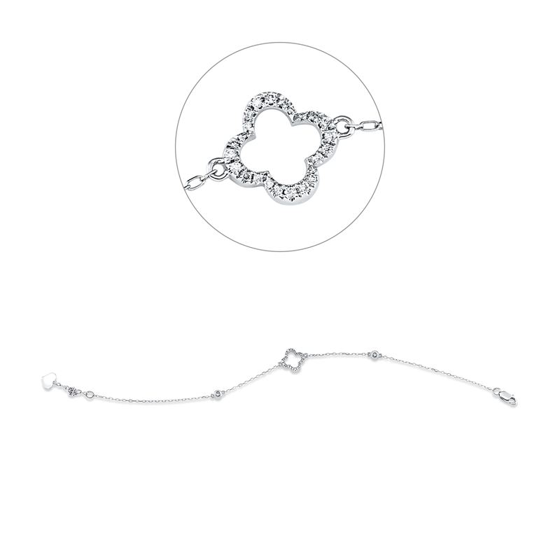 Image 90009337 - Armband 14 kt WG, mit ZÖ 17,8 cm, 26 Brillanten 0,12 ct, TW-si, H:10,0 mm, L:20,3 cm, ...