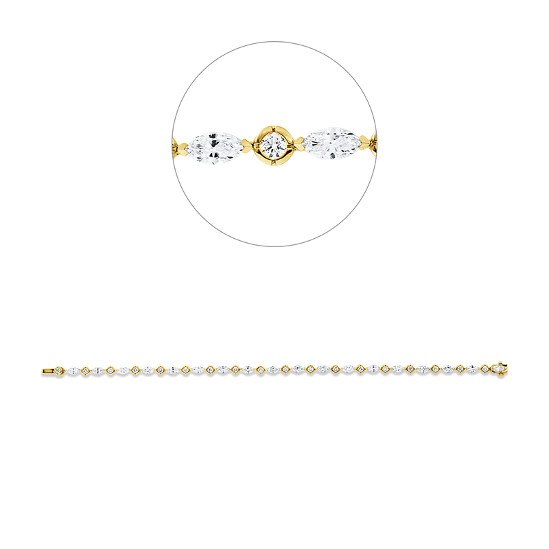 Image 90009338 - Armband 18 kt GG WG, 18 Navette 2,67 ct, TW-vsi, 18 Brillanten 0,85 ct, TW-vsi, B:3,1 mm, ...