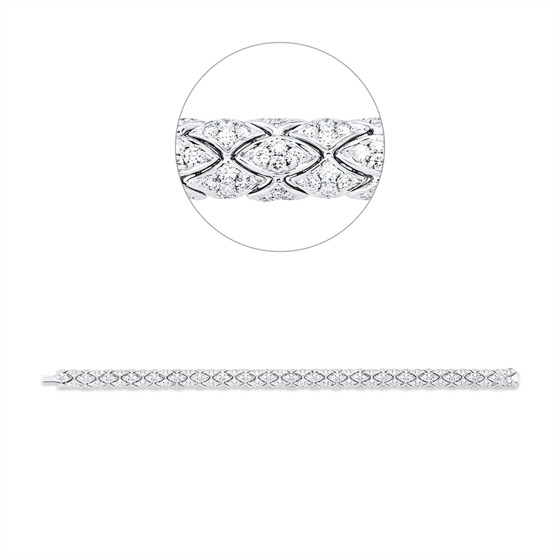 Image 90009339 - Armband 18 kt WG, 400 Brillanten 5,34 ct, TW-vsi, B:7,1 mm, L:17,8 cm, S:3,5 ...