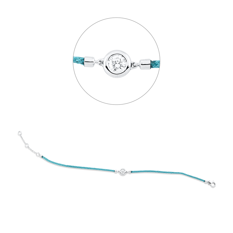 Image 90006996 - Armband Zarge 18 kt WG, Türkis cord, ZÖ 15 16,5 cm, 1 Brill. 0,23 ct, TW-si, L:17,8 ...