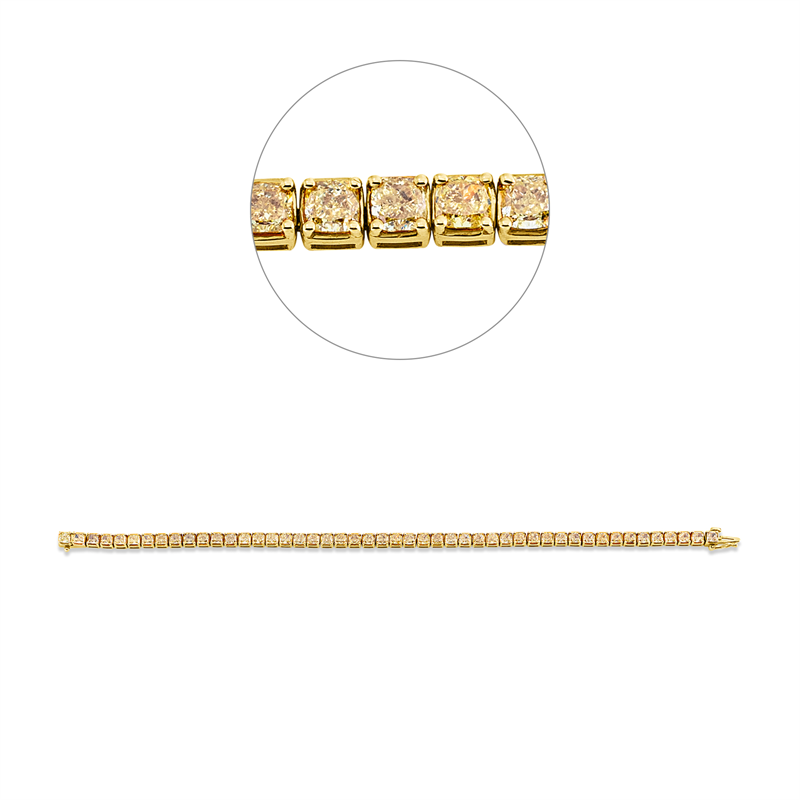 Image 90010931 - Armband 18 kt GG, 48 Cushion 9,20 ct, gelb, B:3,7 mm, L:17,8 cm, S:3,8 ...