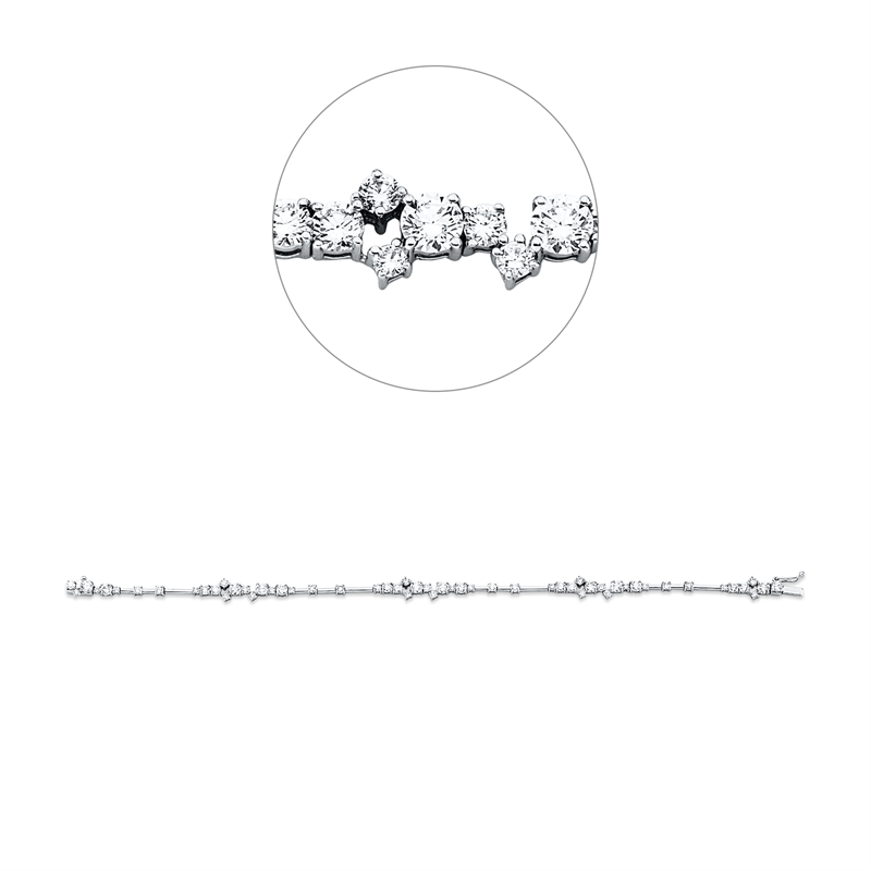 Image 90007005 - Armband 18 kt WG, 12 Brillanten 1,68 ct, TW-si, 45 Brillanten 2,22 ct, TW-si, B:6,1 mm, ...