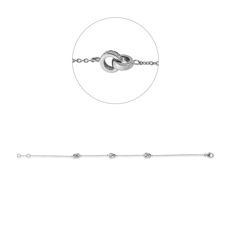 Image 90010936 - Armband 18 kt WG, mit ZÖ 18 cm, 36 Diamanten 0,14 ct, TW-si, L:19,0 ...