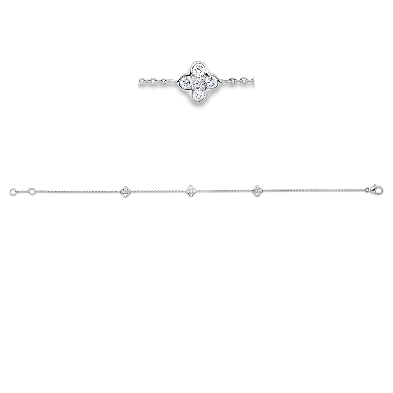 Image 90007007 - Armband 18 kt WG, mit ZÖ 18 cm, 3 Brillanten 0,03 ct, TW-si, 12 Brillanten 0,30 ct, ...