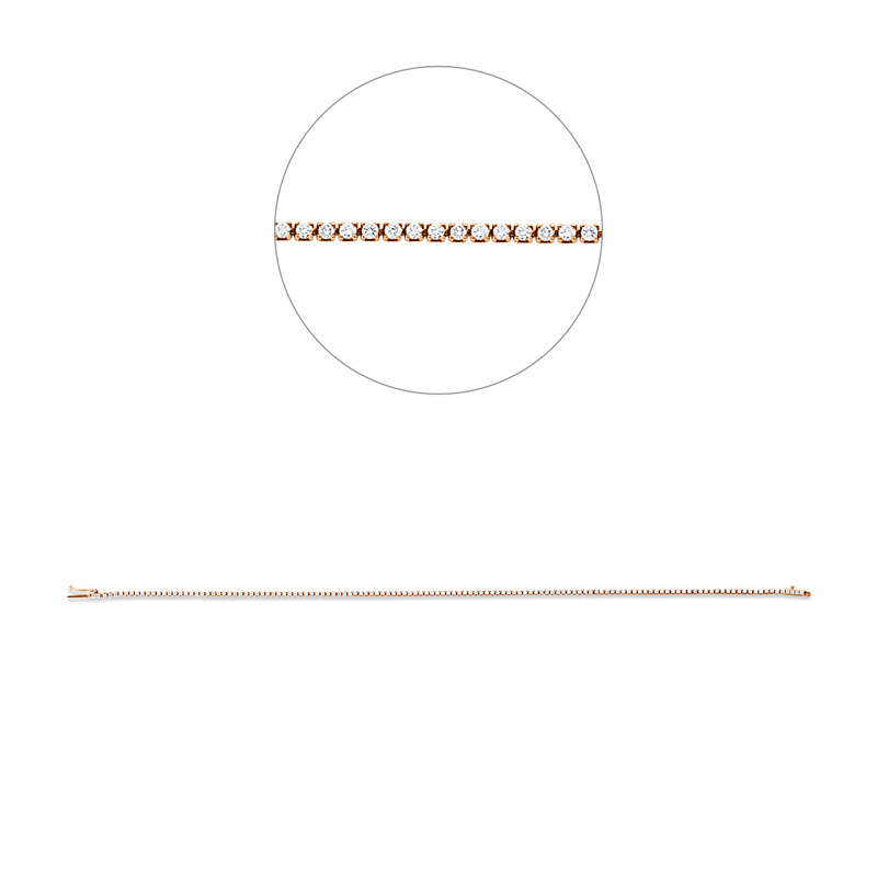 Image 90010940 - Armband 18 kt RG, 131 Brillanten 0,62 ct, TW-si, B:1,1 mm, L:18,0 cm, S:1,7 ...