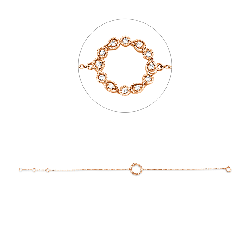 Image 90007012 - Armband 18 kt RG, mit ZÖ 15,5 cm 16,5 cm, 12 Brillanten 0,05 ct, TW-si, B:11,0 mm, ...