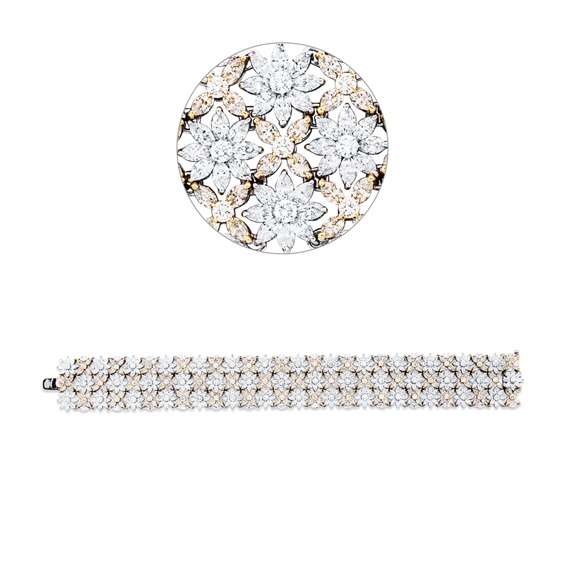 Image 90010948 - Armband 18 kt WG GG, 364 Navette 15,12 ct, F-vvs/vs, 42 Brillanten 1,81 ct, F-vvs/vs, 168 ...