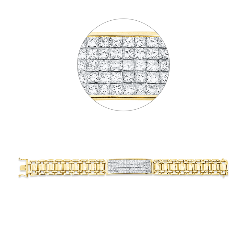 Image 90010949 - Armband 18 kt GG WG, 80 Princ. 5,96 ct, F-vsi, B:13,7 mm, L:17,8 cm, S:2,7 ...