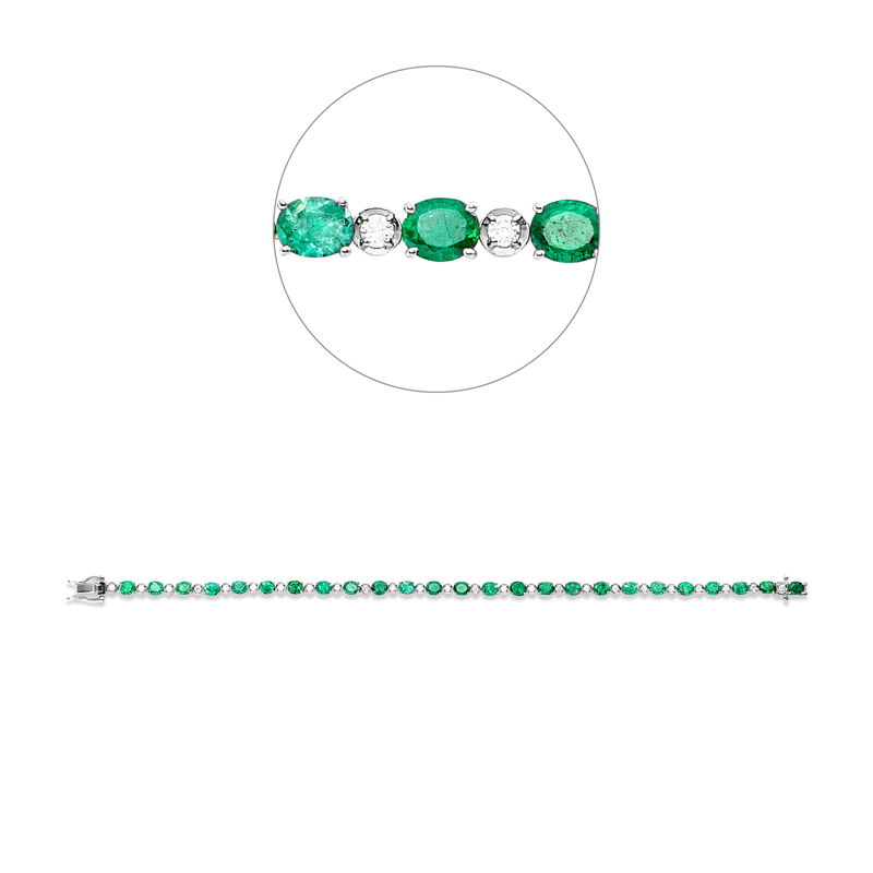 Image 90010954 - Armband 18 kt WG, 25 Brillanten 0,50 ct, F-vsi/si, 25 Smaragde 4,00 ct grün, L:17,8 ...