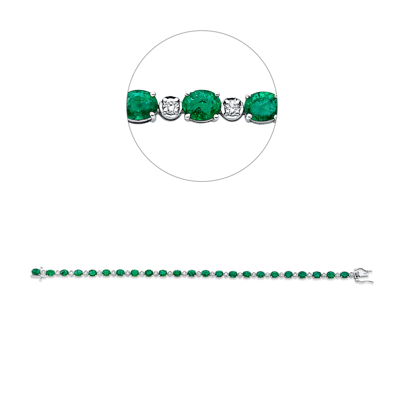 Image 90007016 - Armband 18 kt WG, 23 Brillanten 0,45 ct, F-vsi/si, 23 Smaragde 5,15 ct grün, B:3,3 mm, ...