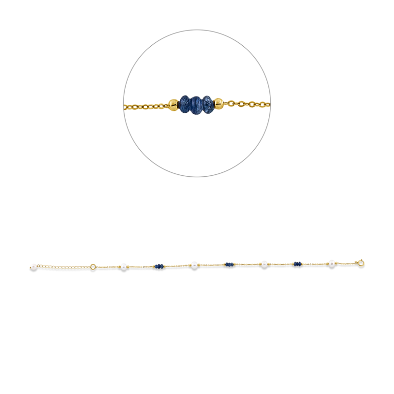 Image 90010959 - Armband 18 kt GG, mit ZÖ 21 cm, 9 Saphire 1,50 ct blau, 5 SW weiß 4,5 mm, B:5,0 mm, ...