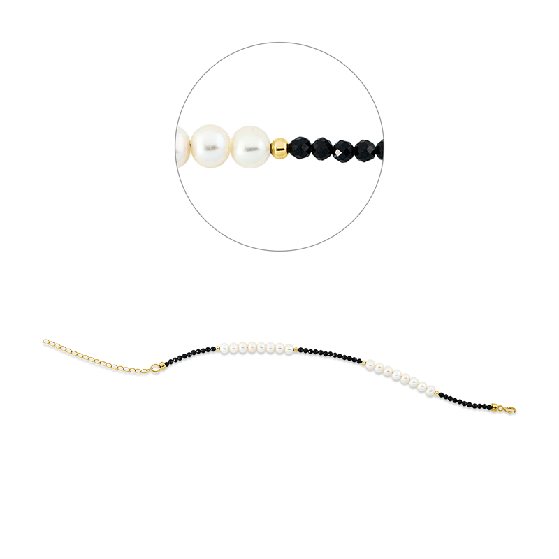 Image 90007022 - Armband 18 kt GG, mit ZÖ 15 cm, 35 Spinel 5,25 ct schwarz, 16 SW weiß 3,5 mm, L:20,0 ...