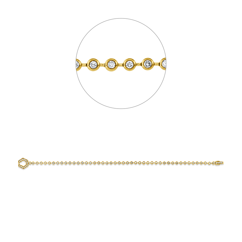 Image 90007026 - Armband 18 kt GG, 14 Brillanten 0,11 ct, TW-pi, 50 Brillanten 0,77 ct, TW-pi, B:2,6 mm, ...
