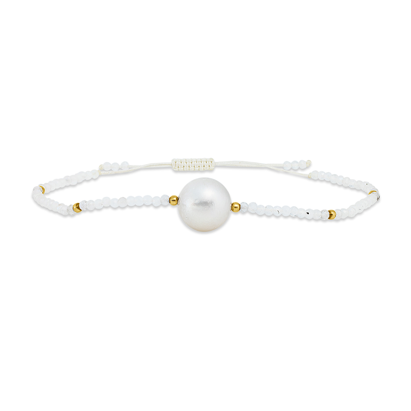 Image 90007029 - Armband 14 kt GG, 74 Mondsteine 11,10 ct weiß, 1 SS weiß 10 mm, L:15,0 ...