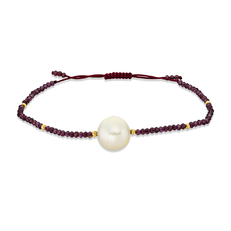Image 90007031 - Armband 14 kt GG, 70 Granat 10,50 ct rot, 1 SS gold 11 mm, L:15,0 ...