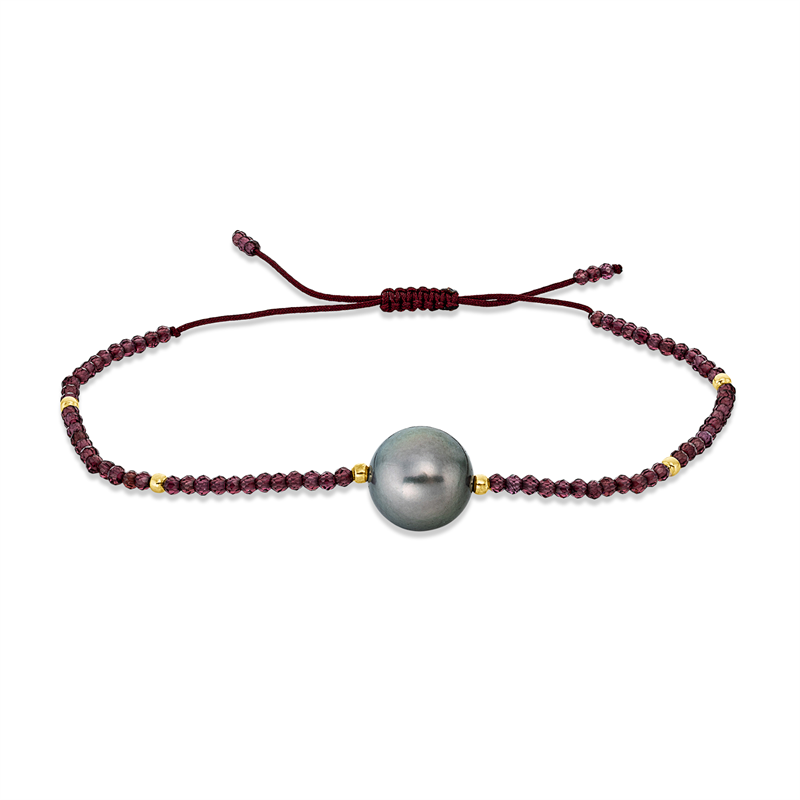 Image 90007032 - Armband 14 kt GG, 78 Granat 11,70 ct rot, 1 SS schwarz 10 mm, L:15,0 ...