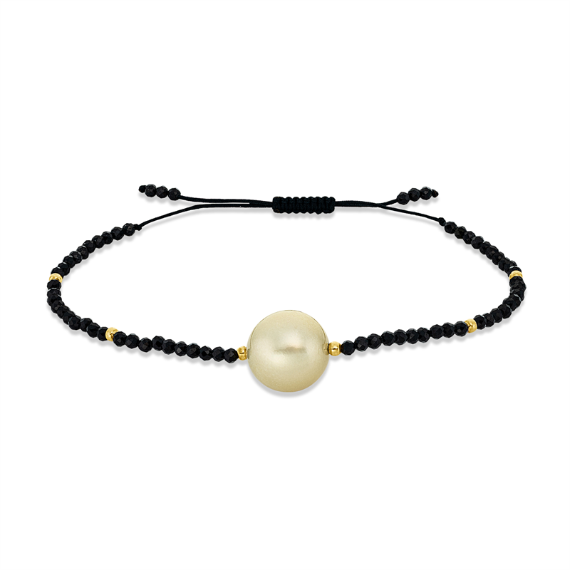Image 90007033 - Armband 14 kt GG, 66 Spinel 9,90 ct schwarz, 1 SS gold 11 mm, L:15,0 ...