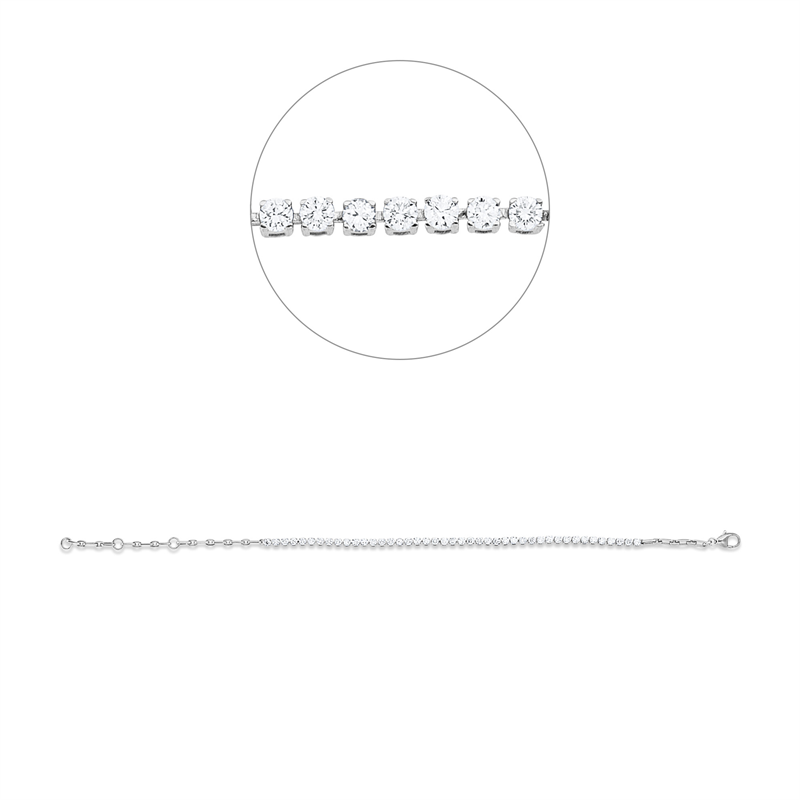Image 90009347 - Armband 18 kt WG, 43 Brillanten 1,51 ct, TW-si, B:2,3 mm, L:19,0 cm, S:2,6 ...